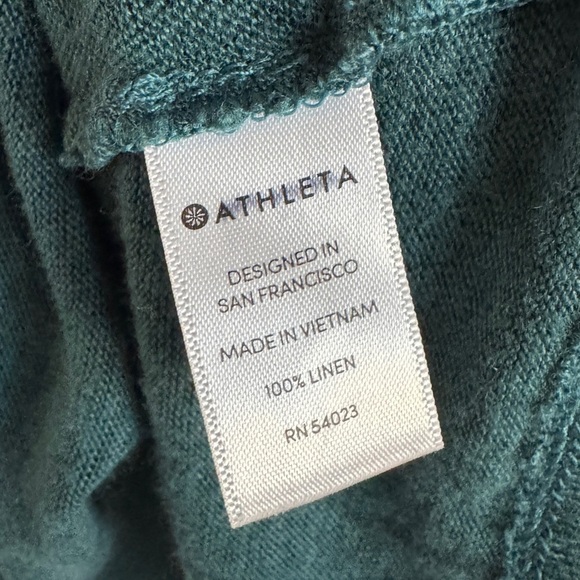 Athleta Linen Ruched Tank, Green/Teal, Size XXS - Picture 6 of 6